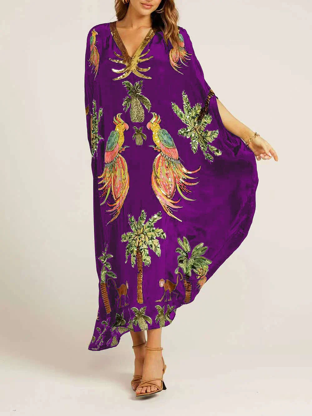 V-neck Printed Loose Fashion Dress