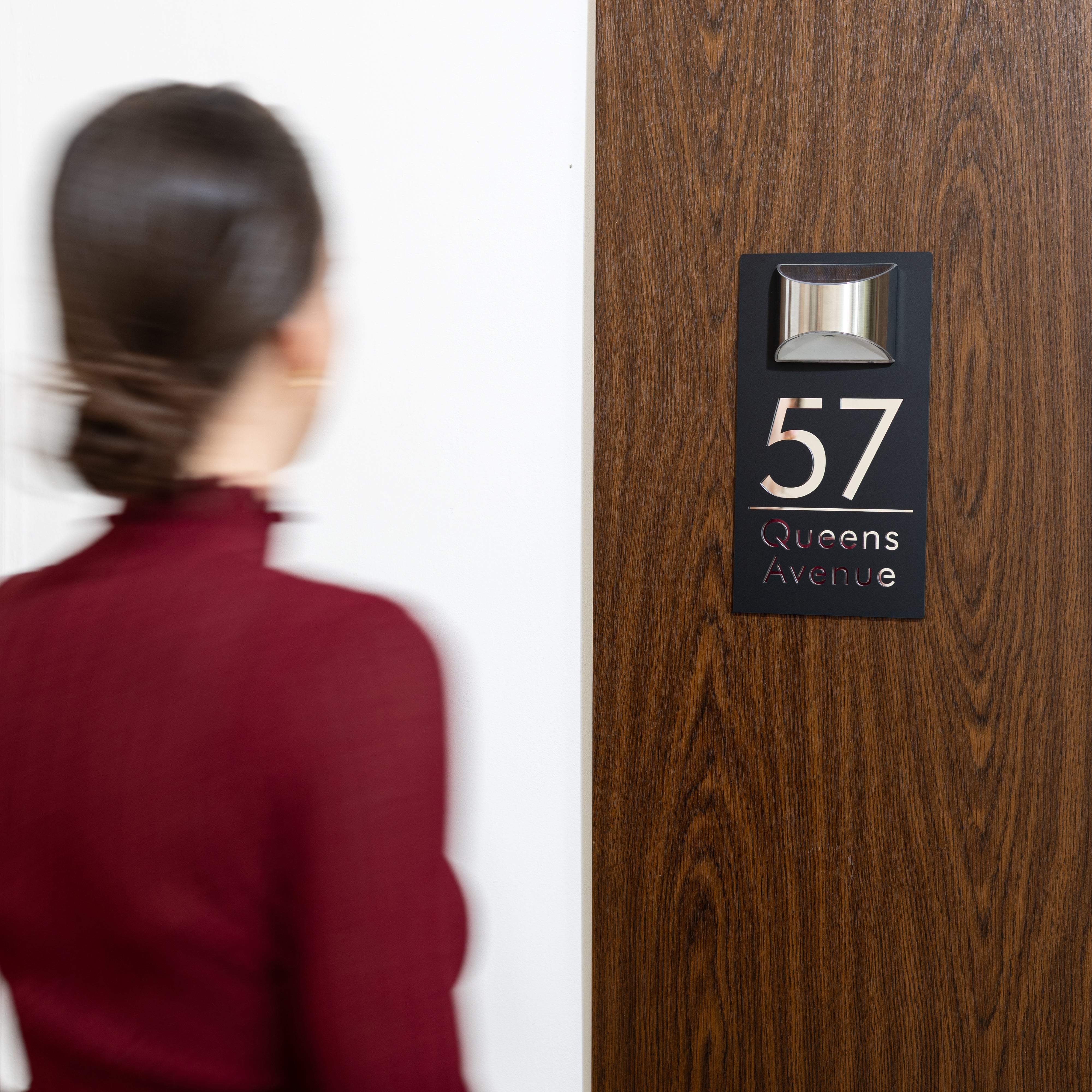 Personalized Engraved Solar Modern Door Plaque