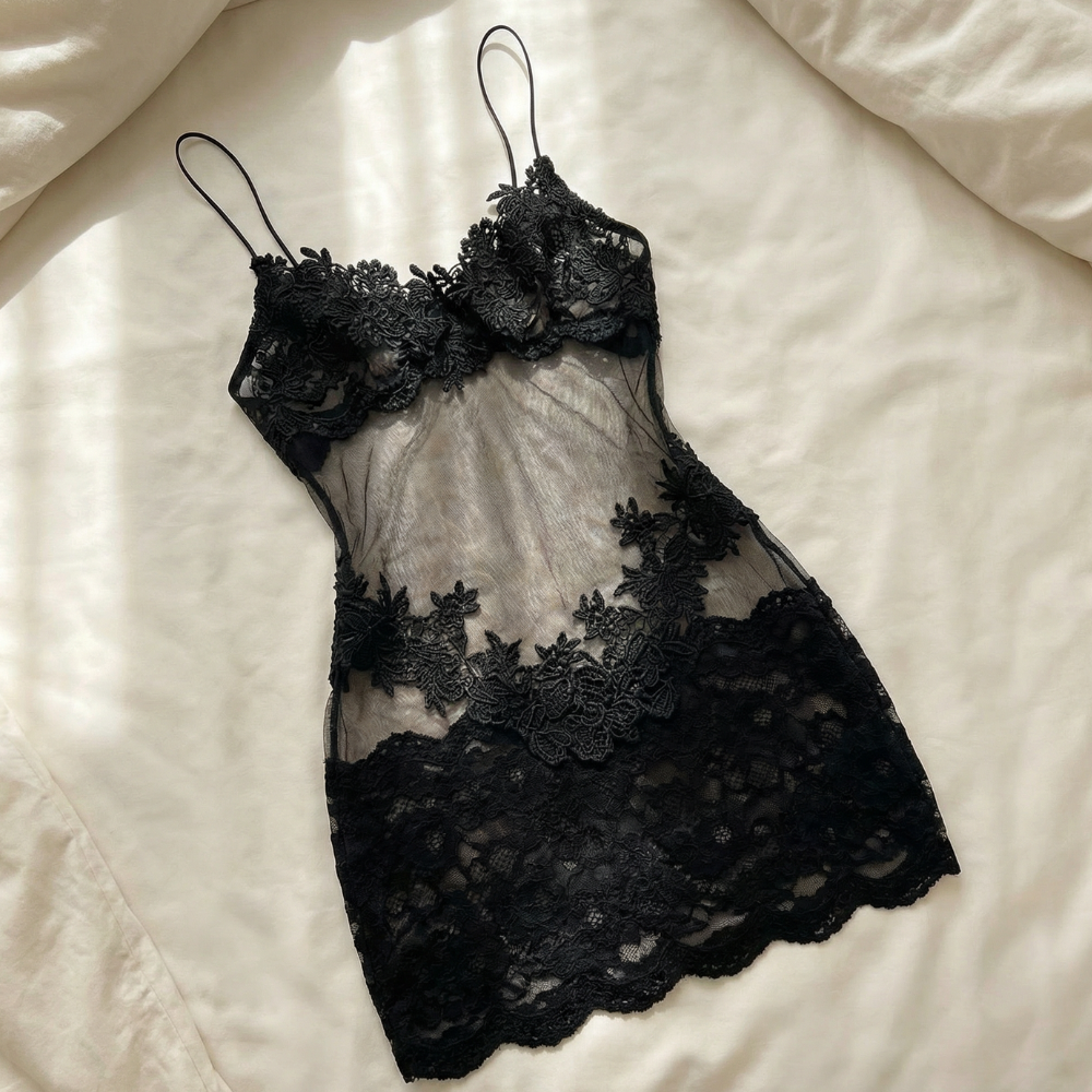 Velaire™ – Sheer Embroidered Lace Slip Dress