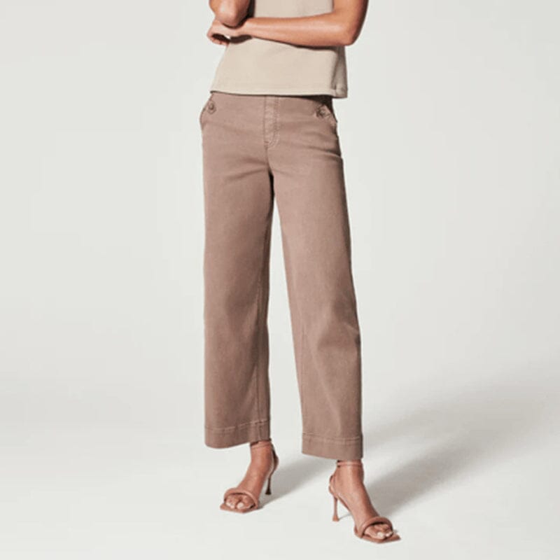 Women Stretch Twill Cropped Wide Leg Pants