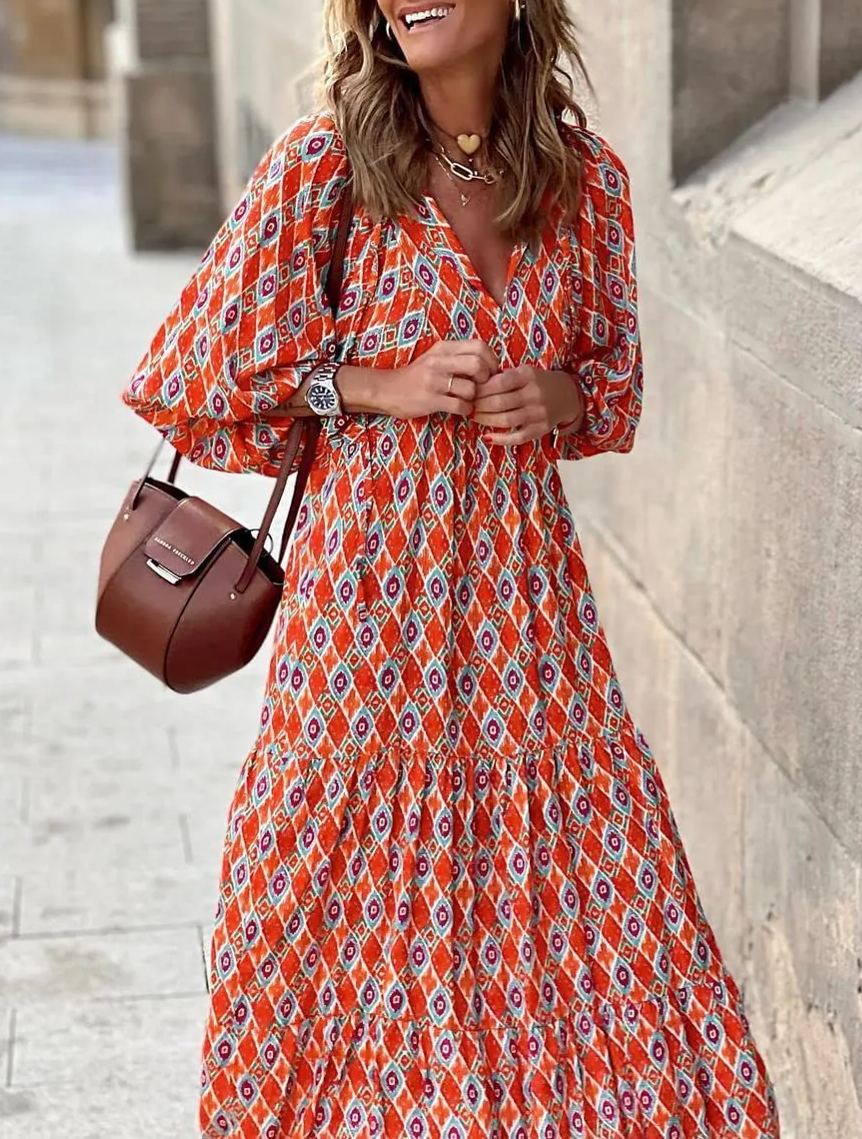Puff Sleeve Floral Boho Maxi Dress