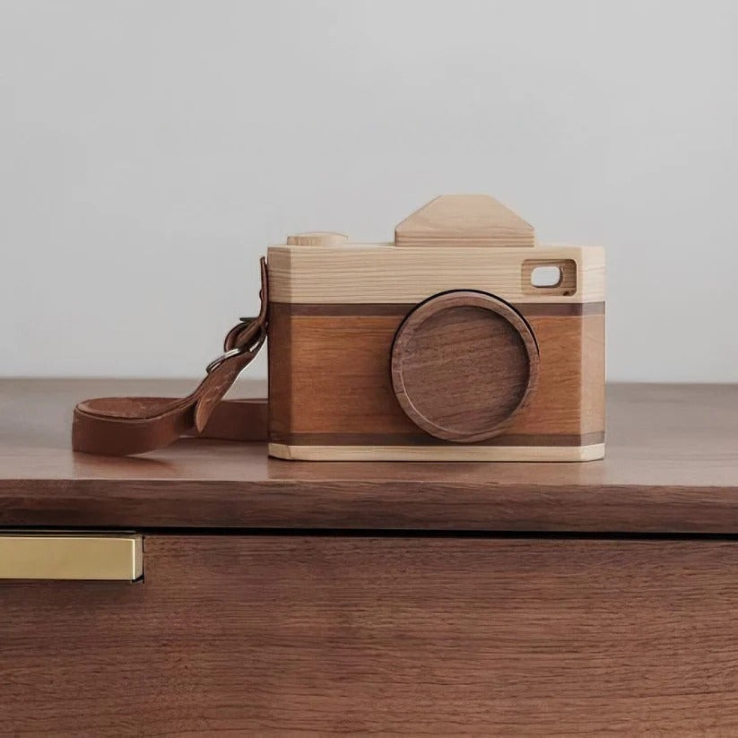 Handcrafted Wood Retro Camera Decor