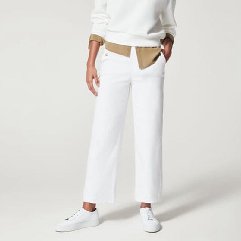 Women Stretch Twill Cropped Wide Leg Pants