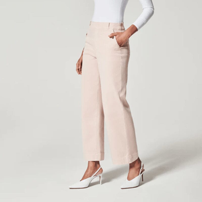 Women Stretch Twill Cropped Wide Leg Pants