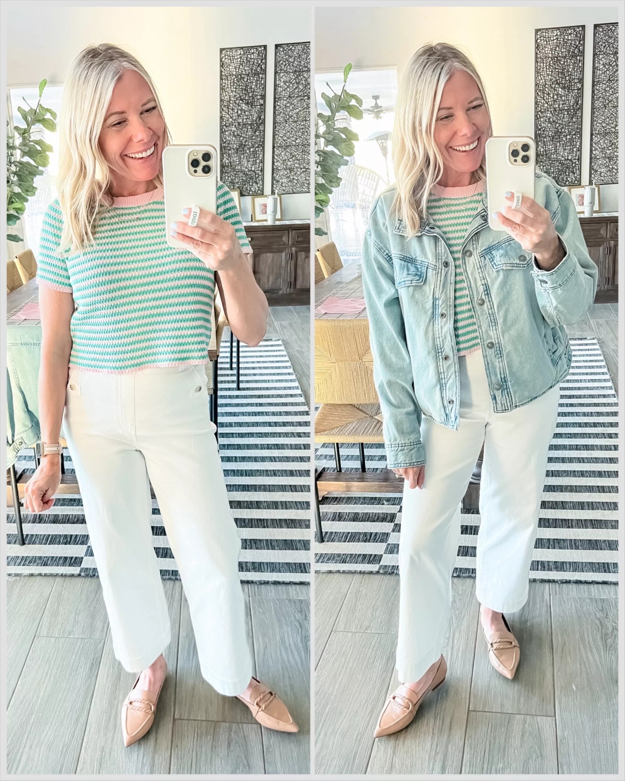 Tummy Control Twill Cropped Wide Leg Pants