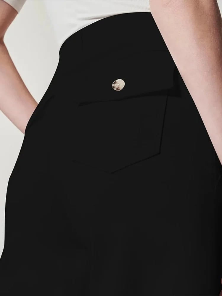 Tummy Control Twill Cropped Wide Leg Pants