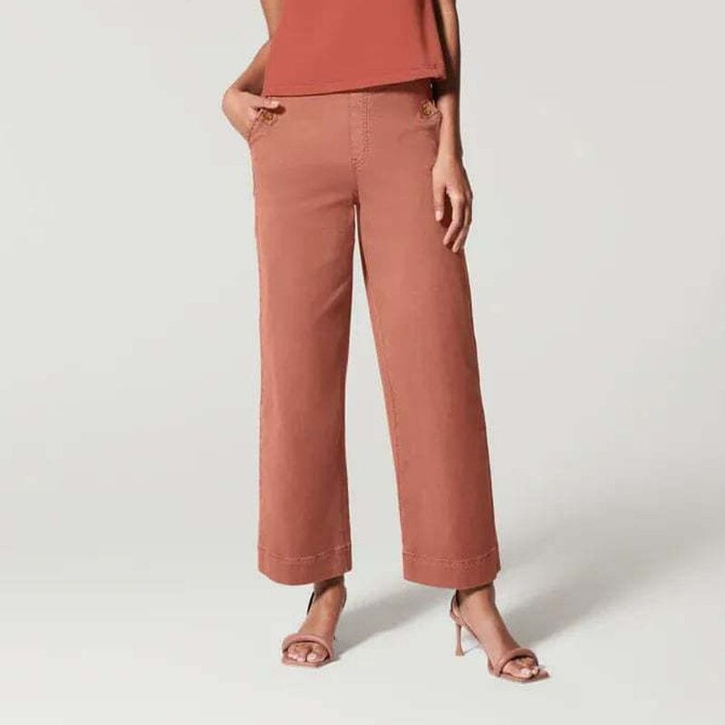 Women Stretch Twill Cropped Wide Leg Pants