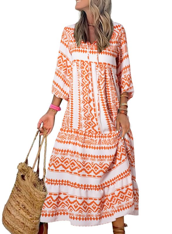 Puff Sleeve Floral Boho Maxi Dress