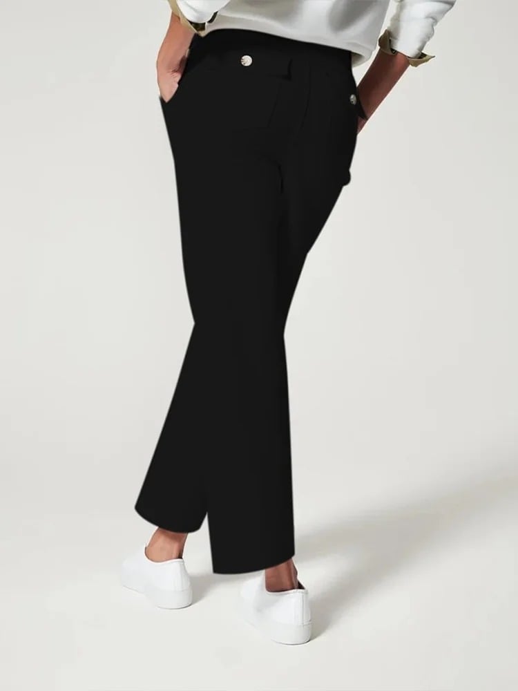 Tummy Control Twill Cropped Wide Leg Pants