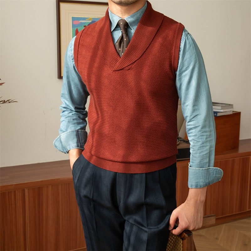 Men's casual collar knit vest