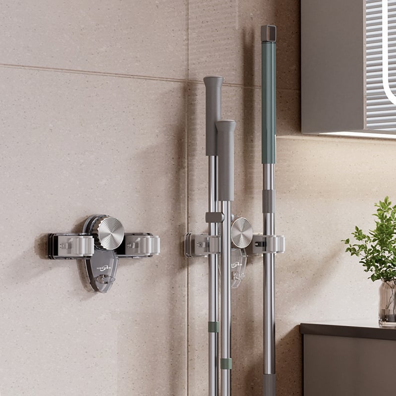 Wall-Mounted Mop and Broom Holder – No-Drill Suction Organizer for Bathroom & Kitchen