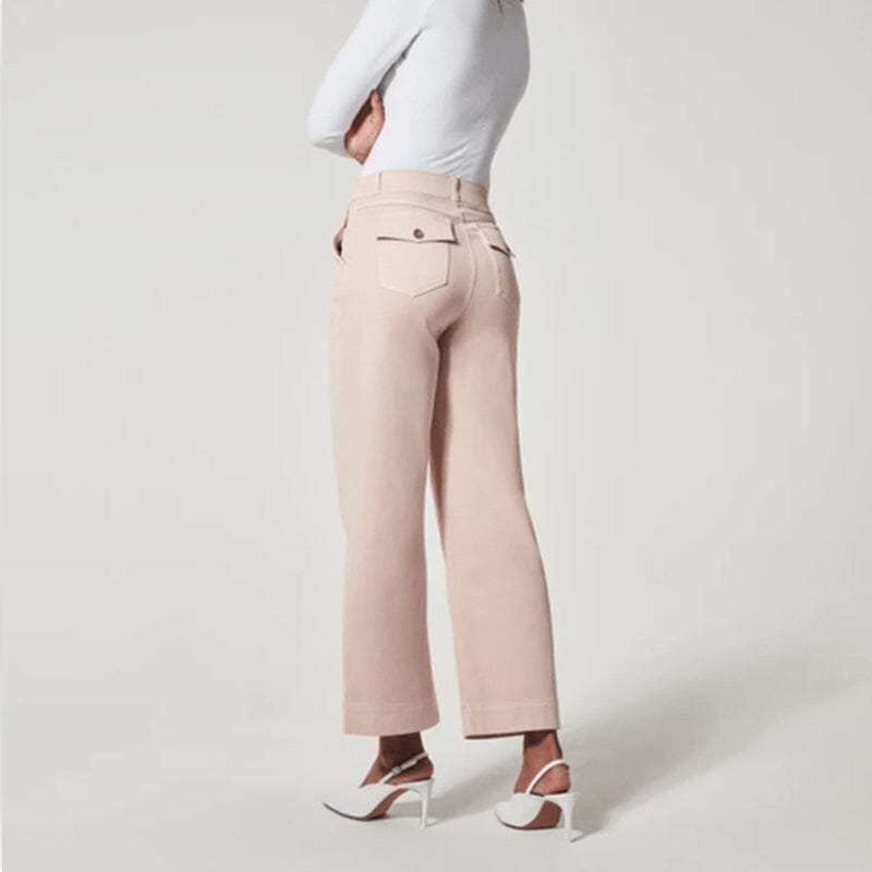Women Stretch Twill Cropped Wide Leg Pants
