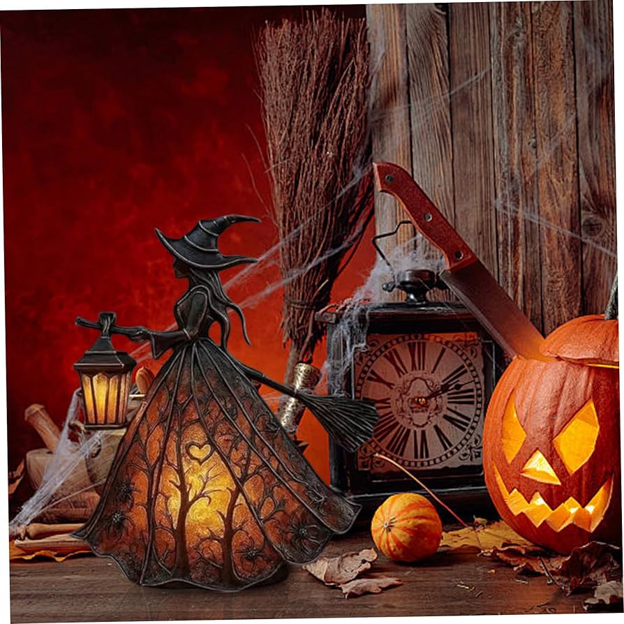 Enchanted Witch Lamp – Handcrafted Halloween Light for Cozy Nights