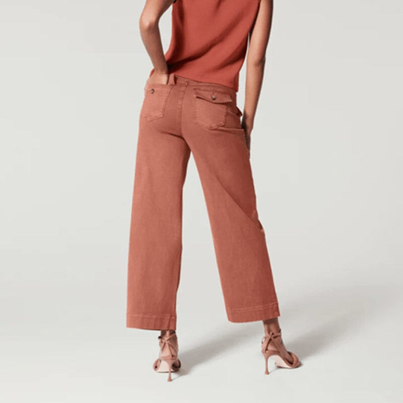 Women Stretch Twill Cropped Wide Leg Pants