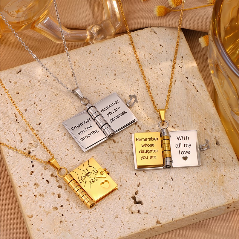 My Little Star Book Necklace - for Daughter, Birthday Day Gift Graduation Jewelry of Love