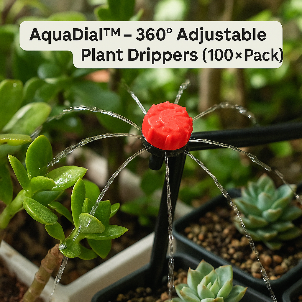 AquaDial™ – 360° Adjustable Plant Drippers (100× Pack)