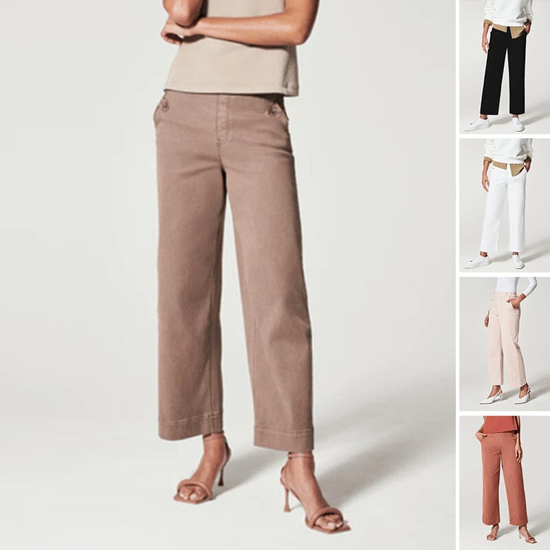 Women Stretch Twill Cropped Wide Leg Pants