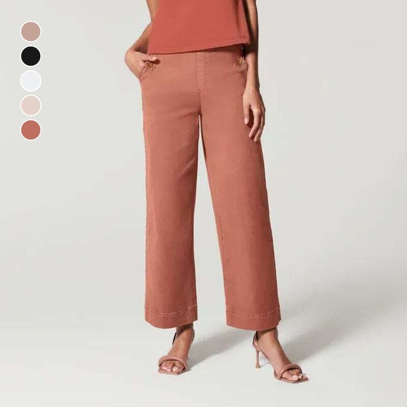Women Stretch Twill Cropped Wide Leg Pants