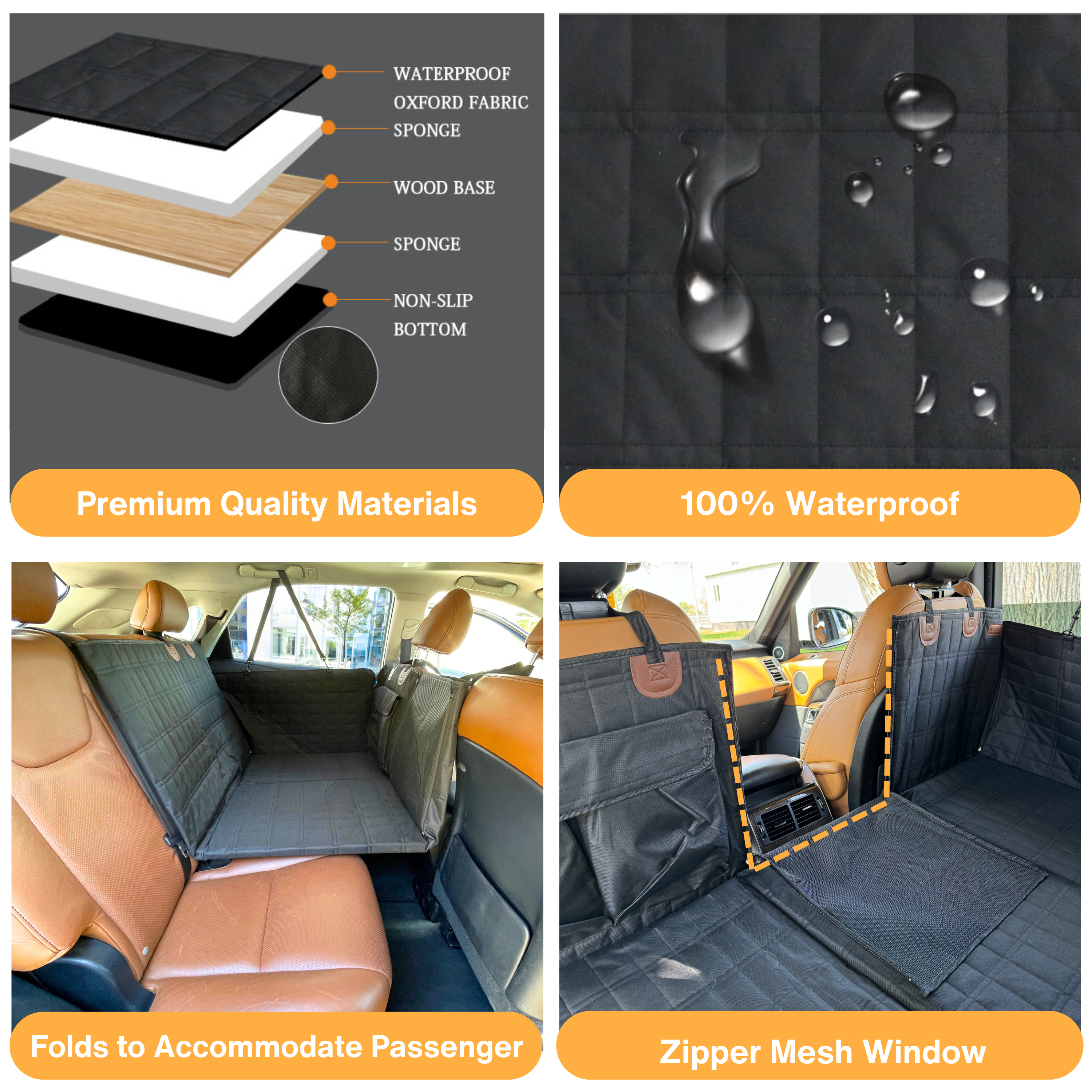Dogpacker™ -Backseat Extender for Dogs Black with Door Covers