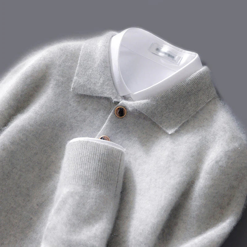 Old Money Cashmere Polo Jumper