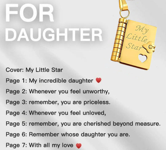 My Little Star Book Necklace - for Daughter, Birthday Day Gift Graduation Jewelry of Love