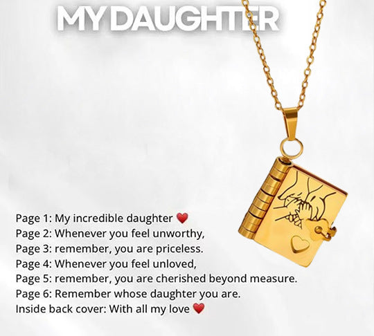 My Little Star Book Necklace - for Daughter, Birthday Day Gift Graduation Jewelry of Love