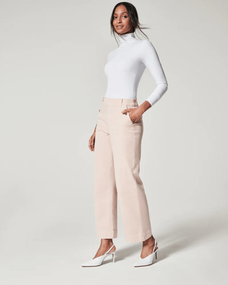Women Stretch Twill Cropped Wide Leg Pants