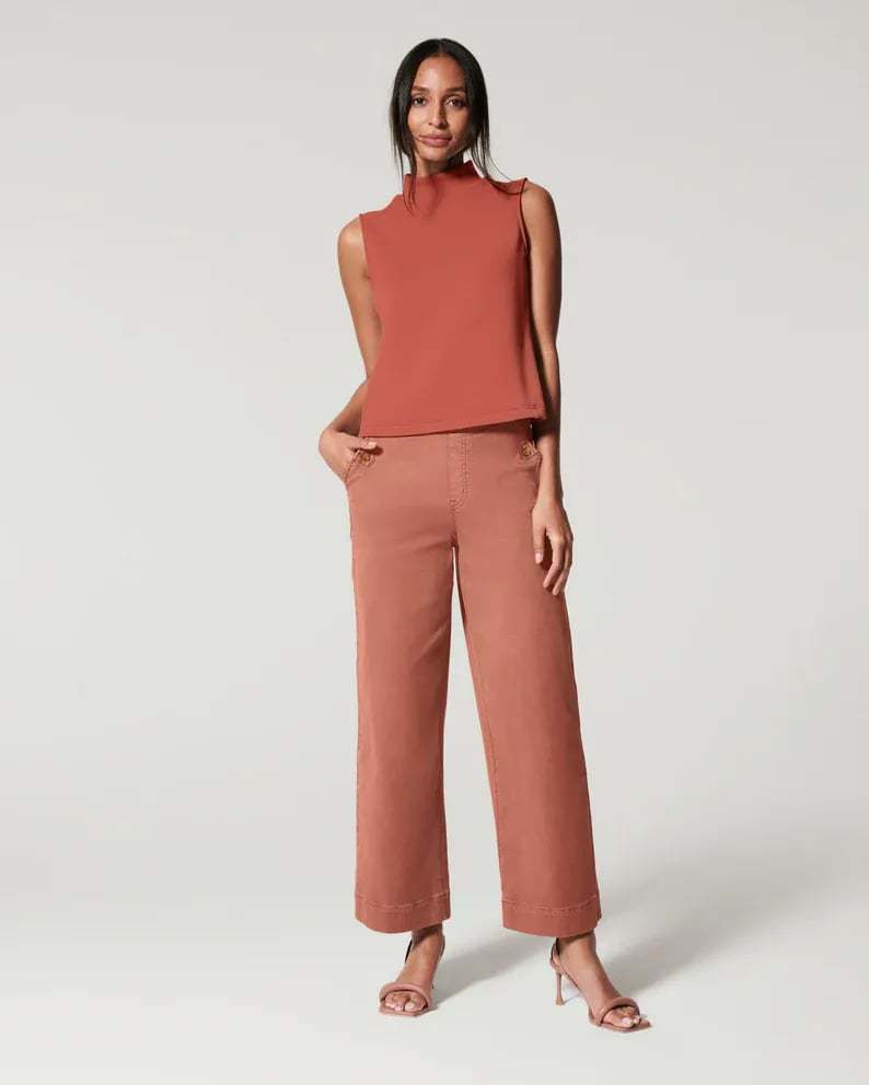 Women Stretch Twill Cropped Wide Leg Pants