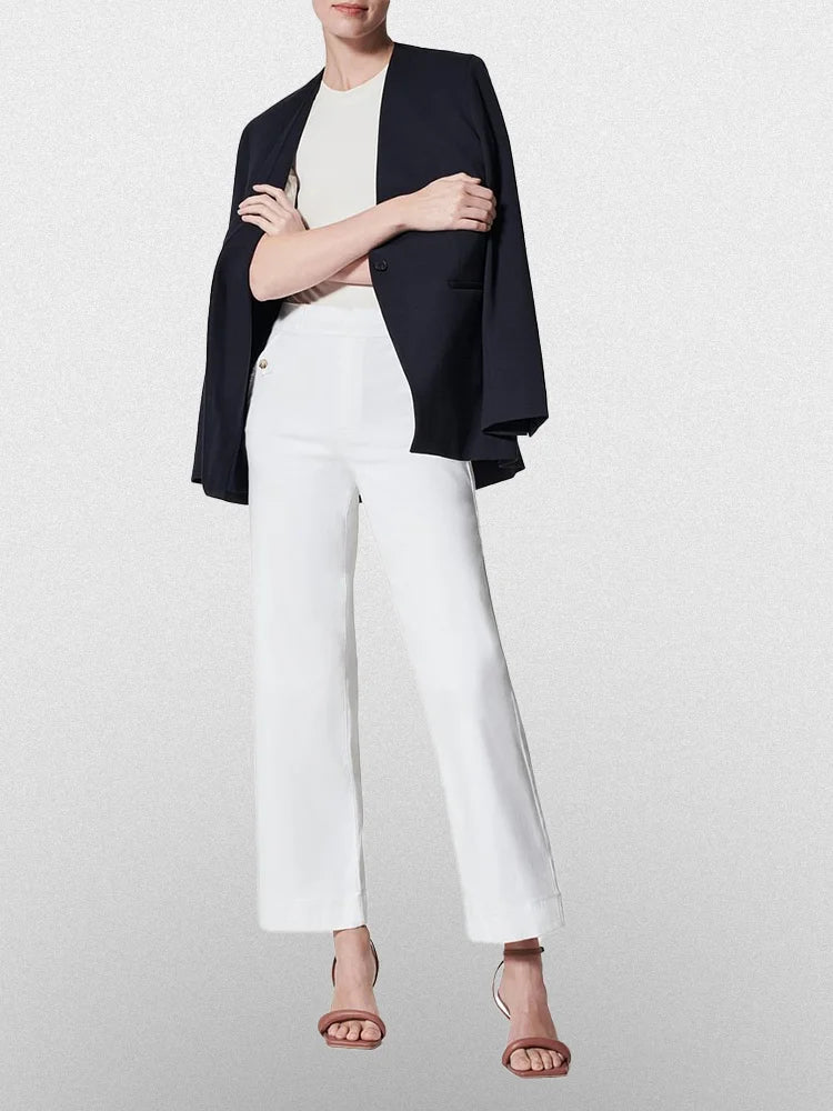 Women Stretch Twill Cropped Wide Leg Pants