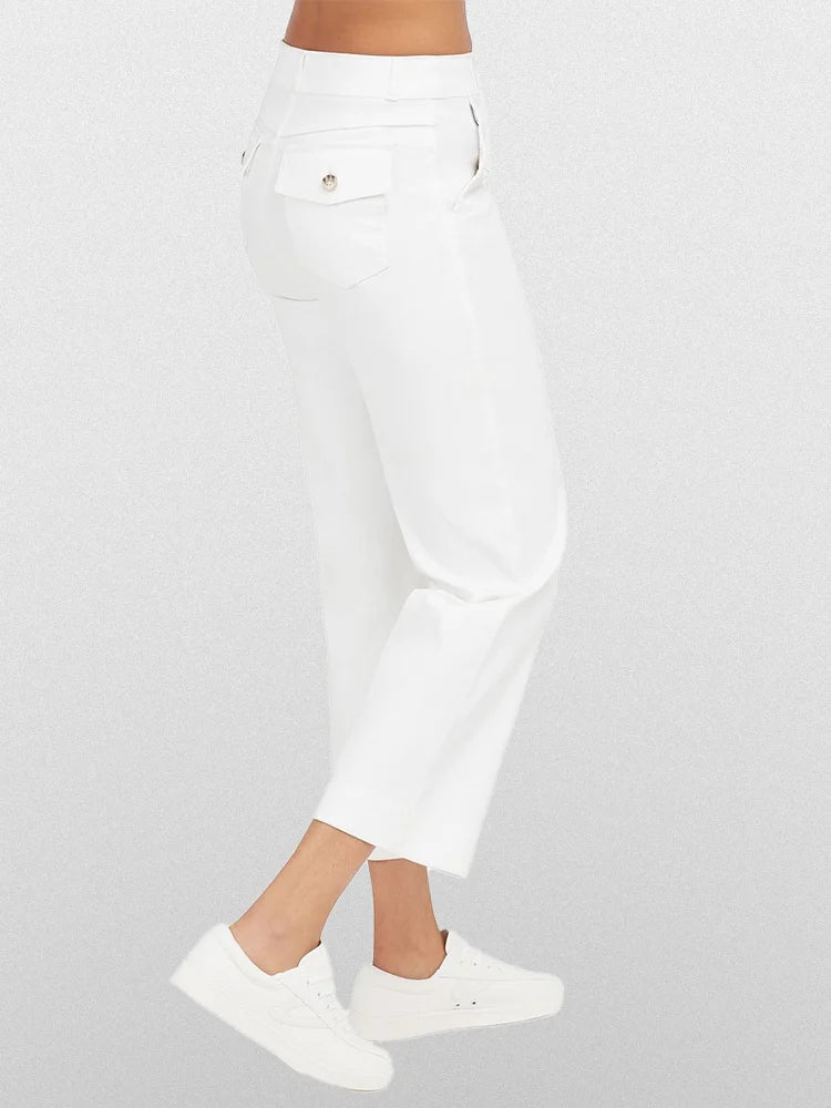 Women Stretch Twill Cropped Wide Leg Pants