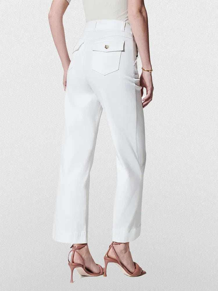 Women Stretch Twill Cropped Wide Leg Pants