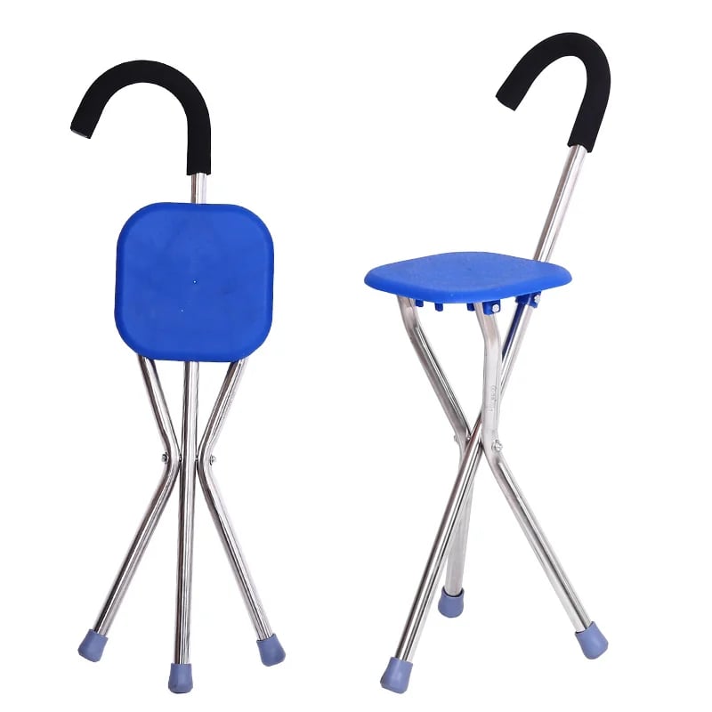 Walking Stick with Seat - Foldable Non-Slip Base Design