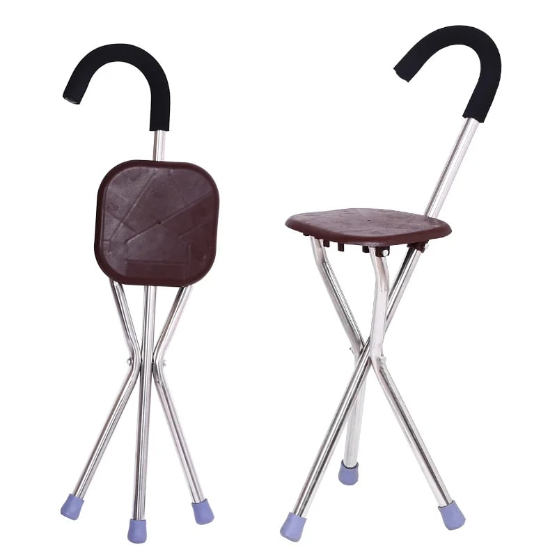 Walking Stick with Seat - Foldable Non-Slip Base Design