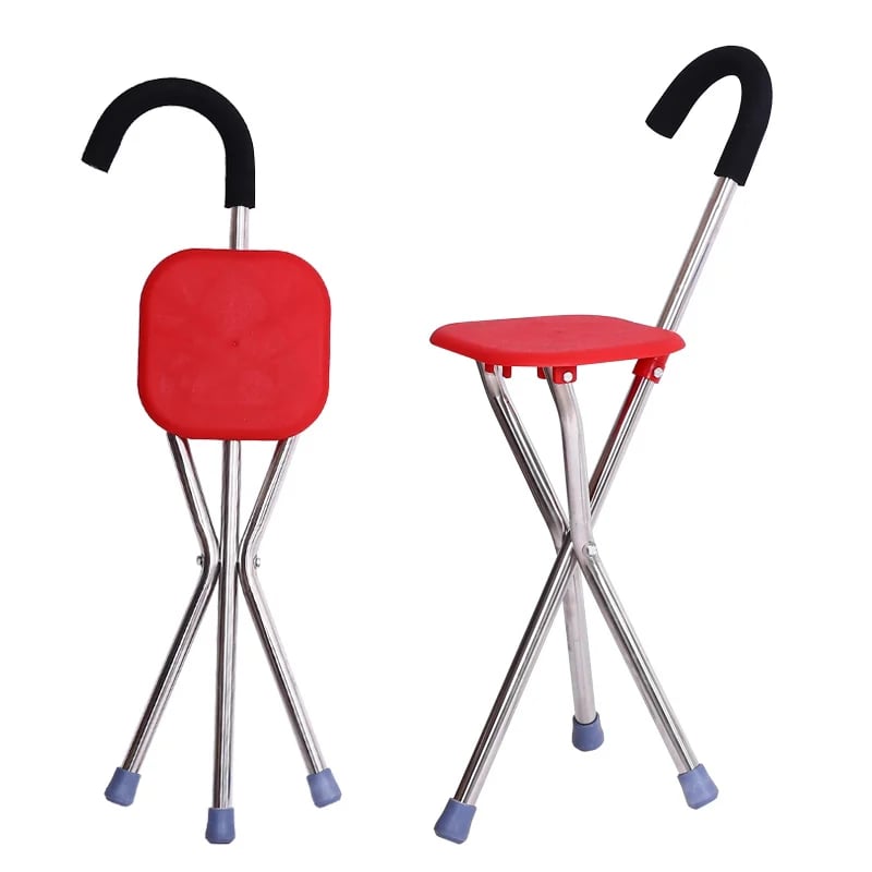 Walking Stick with Seat - Foldable Non-Slip Base Design