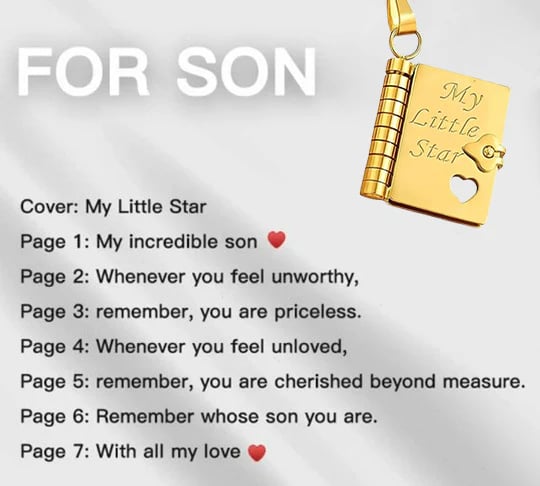 My Little Star Book Necklace - for Daughter, Birthday Day Gift Graduation Jewelry of Love
