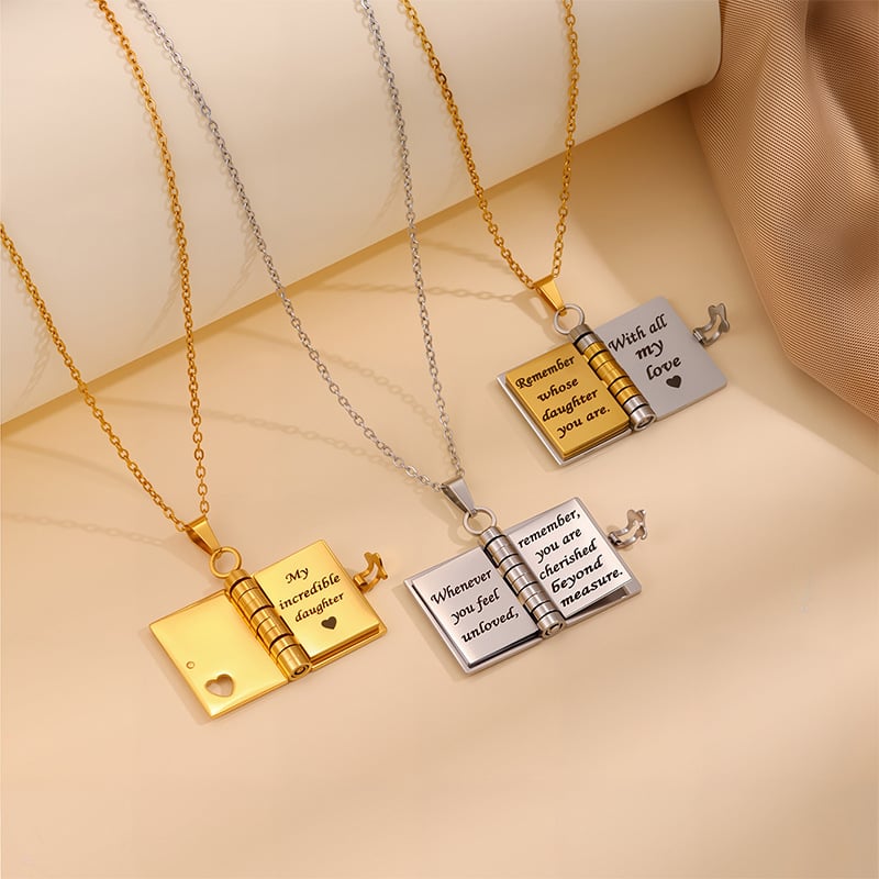 My Little Star Book Necklace - for Daughter, Birthday Day Gift Graduation Jewelry of Love