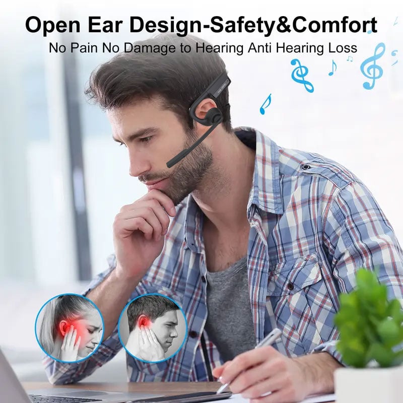 Open Air Conduction Wireless Bluetooth Headset with Microphone