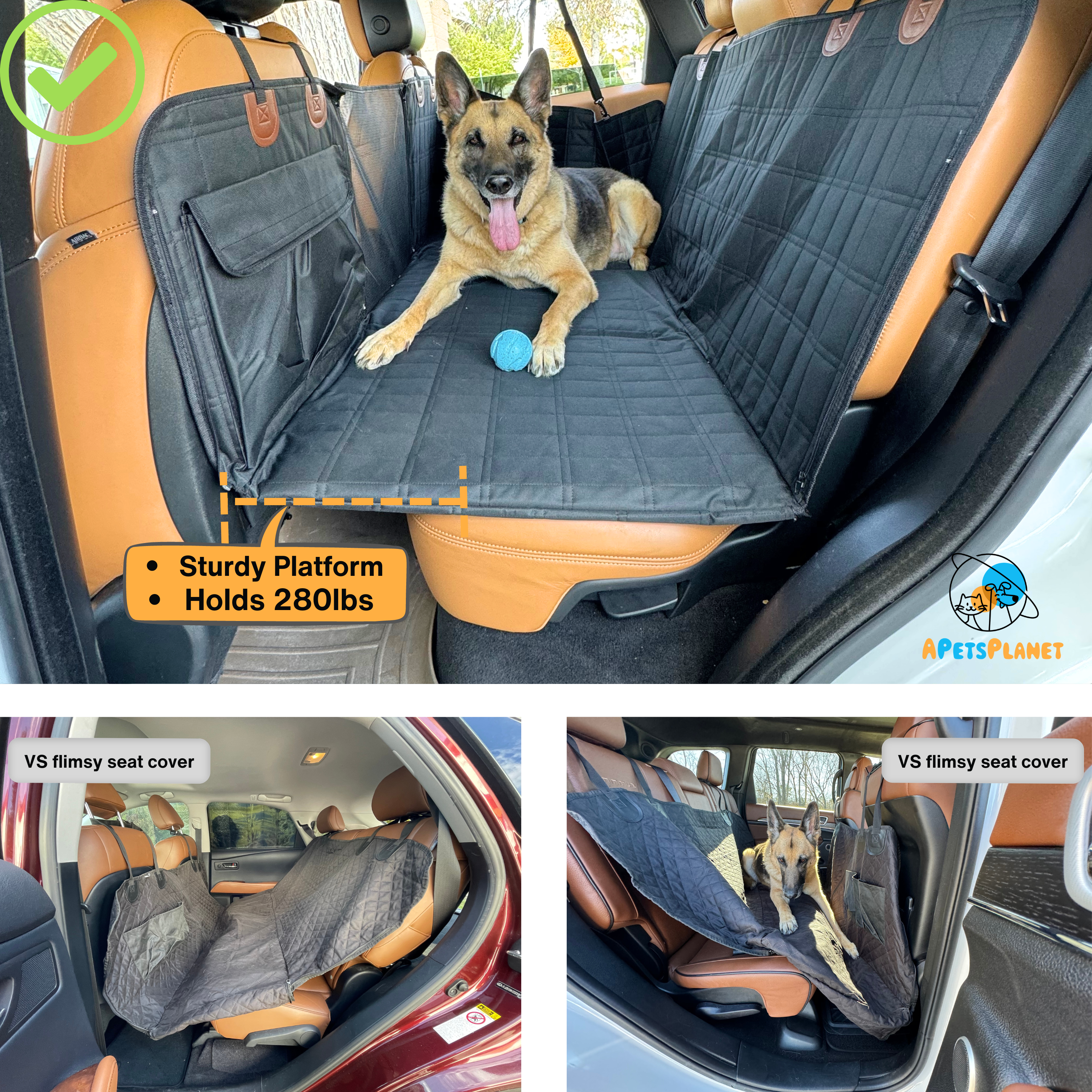 Dogpacker™ -Backseat Extender for Dogs Black with Door Covers