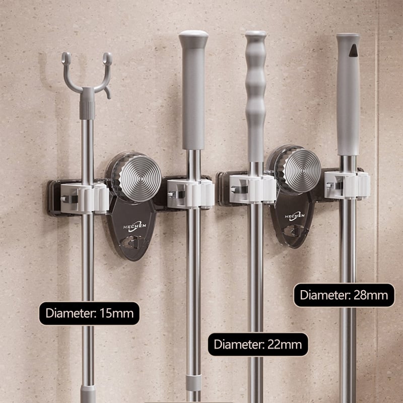 Wall-Mounted Mop and Broom Holder – No-Drill Suction Organizer for Bathroom & Kitchen