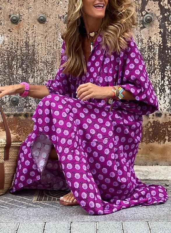 Puff Sleeve Floral Boho Maxi Dress