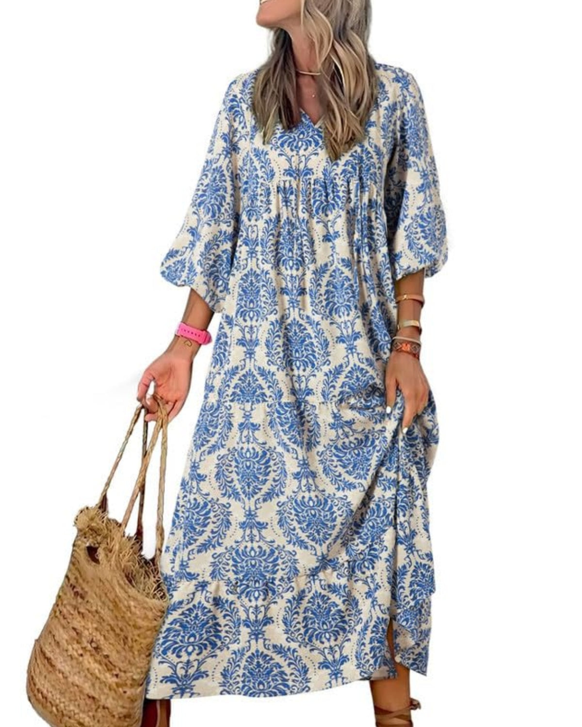 Puff Sleeve Floral Boho Maxi Dress