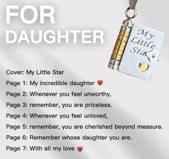 My Little Star Book Necklace - for Daughter, Birthday Day Gift Graduation Jewelry of Love