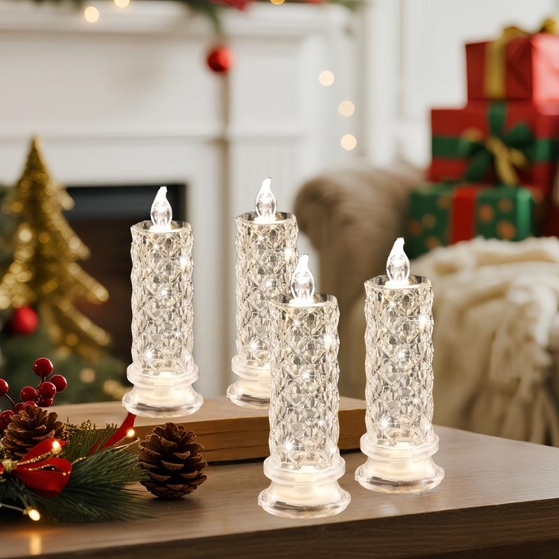 Crystal LED Candles – Elegant Glow for Festive Evenings (Set of 4)