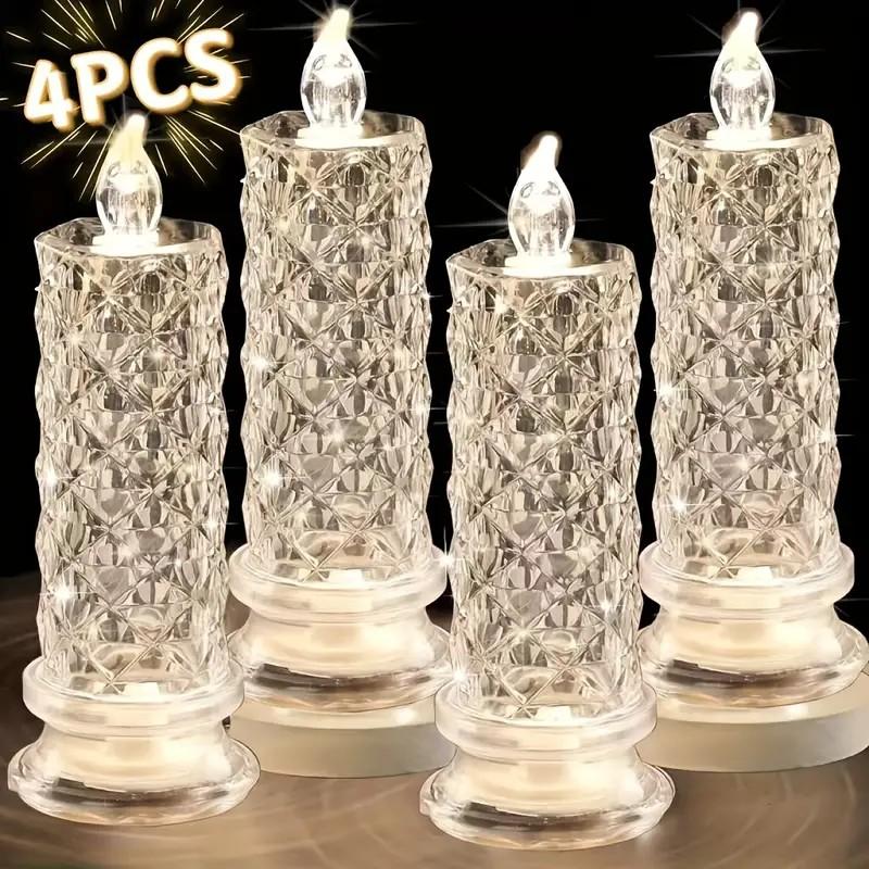 Crystal LED Candles – Elegant Glow for Festive Evenings (Set of 4)