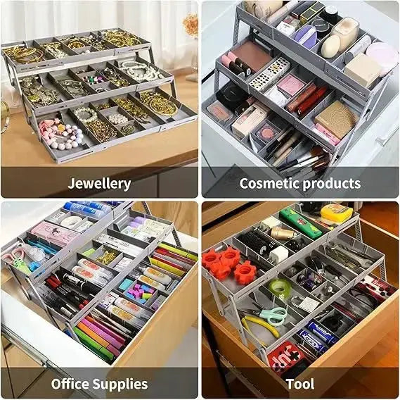 3-Tier Smart Drawer Organizer – Optimizes Storage Space