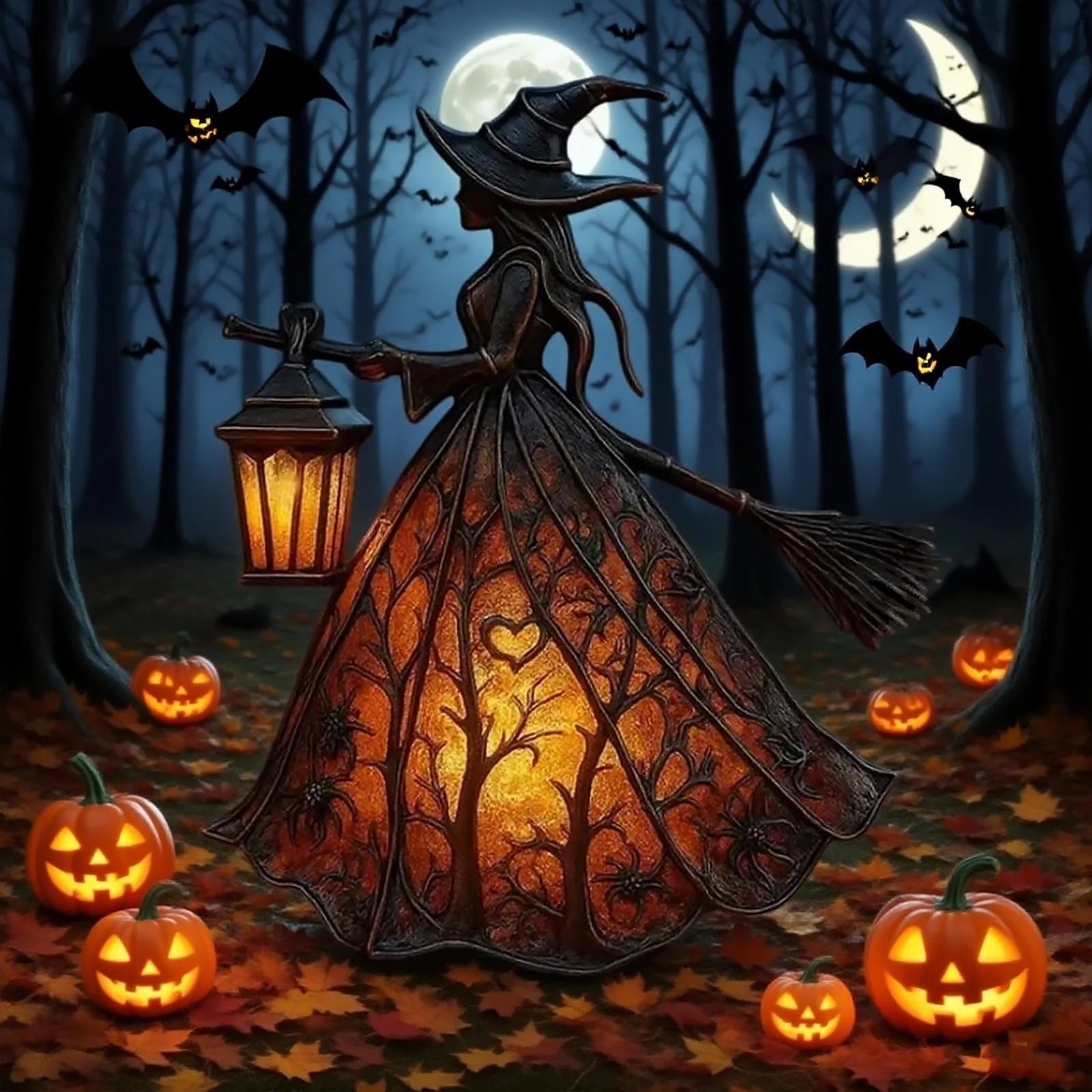 Enchanted Witch Lamp – Handcrafted Halloween Light for Cozy Nights