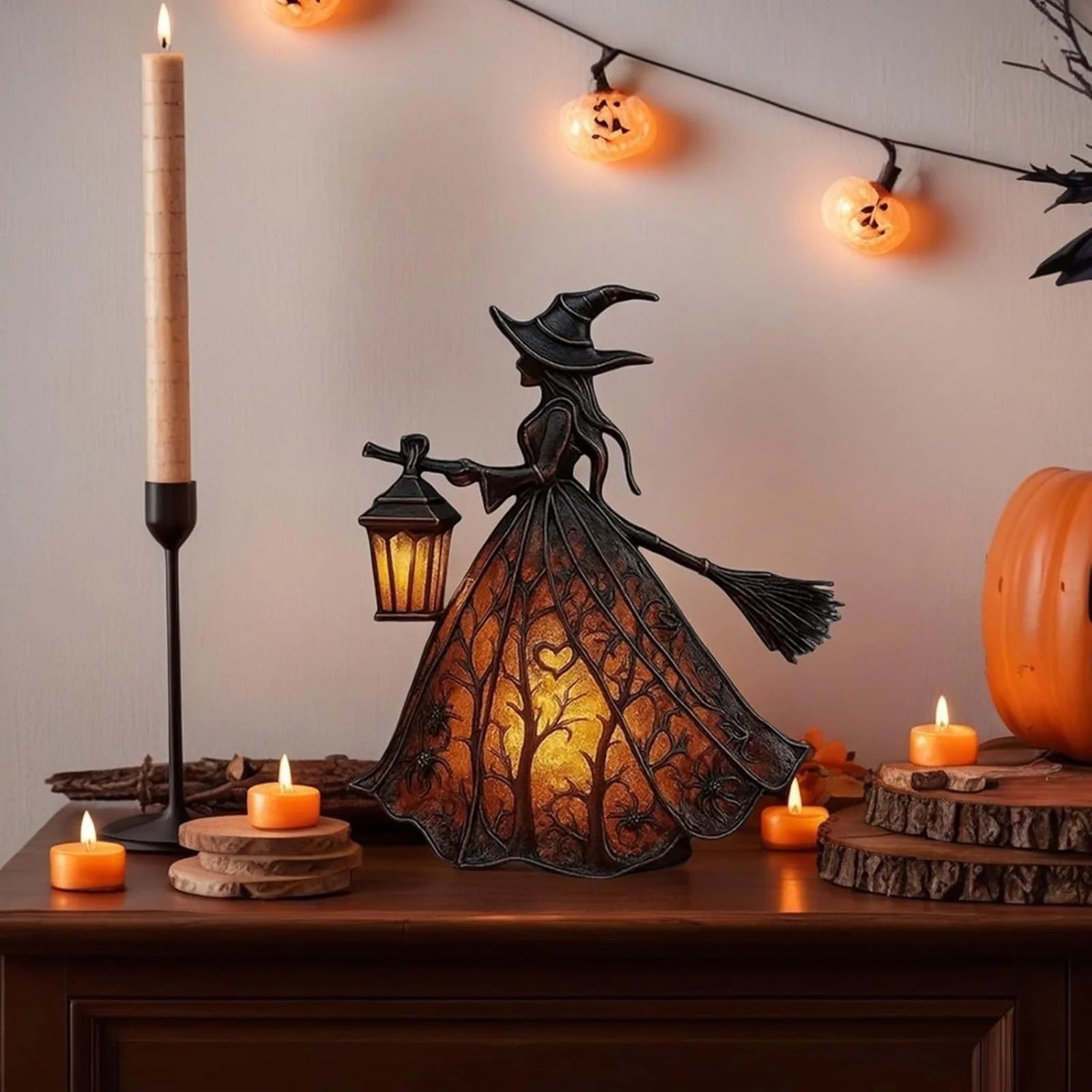 Enchanted Witch Lamp – Handcrafted Halloween Light for Cozy Nights