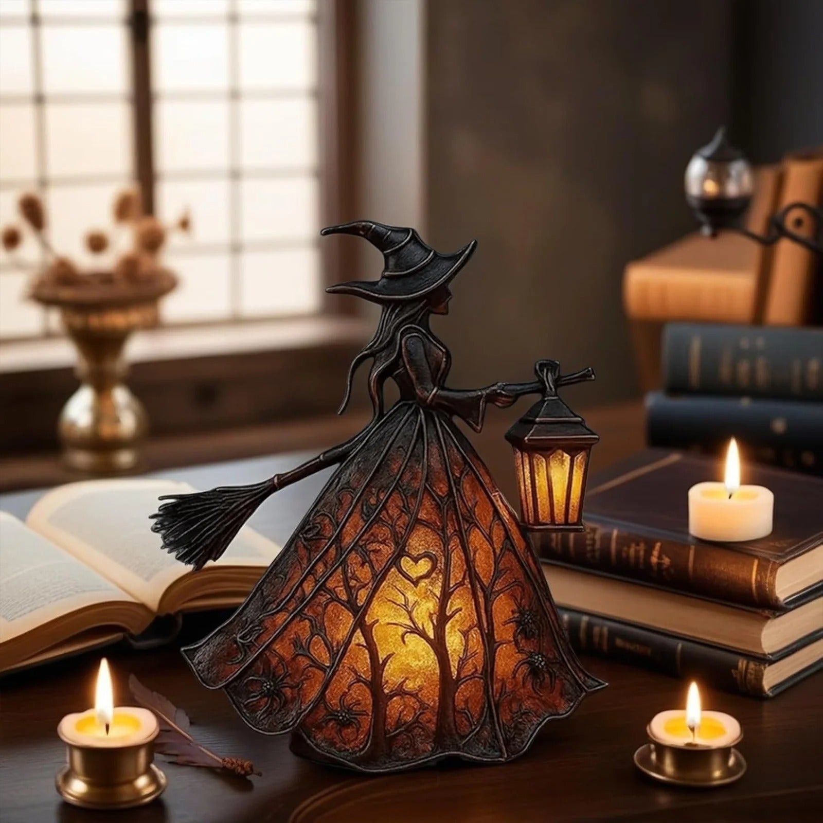 Enchanted Witch Lamp – Handcrafted Halloween Light for Cozy Nights