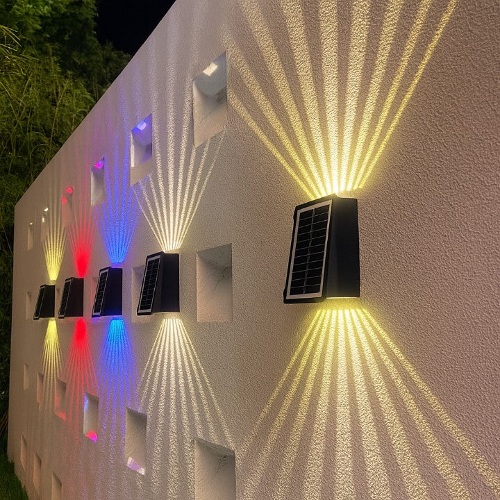 Elegant Solar Wall Light with 4-Sided Glow and Colour Options