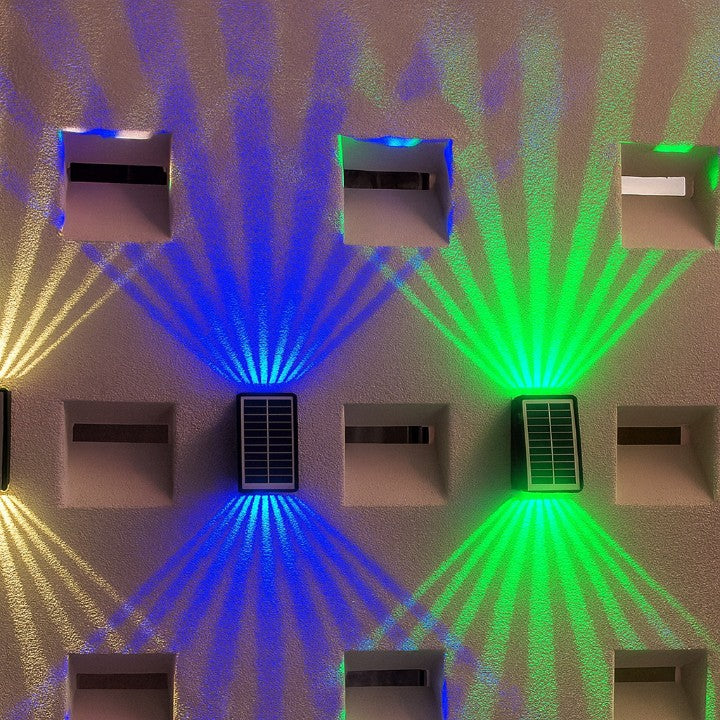 Elegant Solar Wall Light with 4-Sided Glow and Colour Options